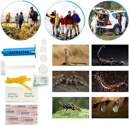 Portable EVA First Aid Kit with Zipper Closure and Four Extraction Cup Sizes for Snake Bites and Bee Stings