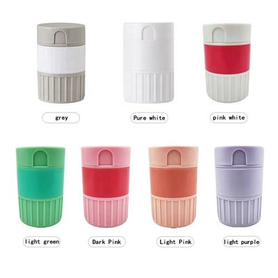 Four-in-one Dust-proof Pill Box with Pill Cutter Portable 6.3*4.2cm ABS Pill Dispenser Box