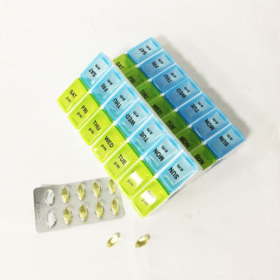 Portable 14 Compartment Pill Box with 10 Compartments Made of PP Material